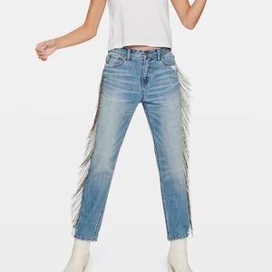 Blue Revival Piper High Rise Chain Fringe Jean Size 25 Barely Worn Coachella